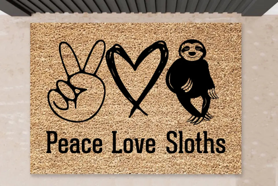 Fußmatte mit Design - "Peace, Love, Faultier"