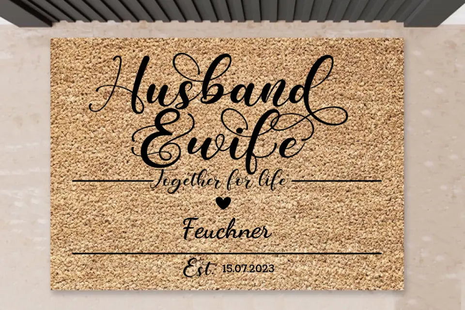 Husband & Wife - Personalisierte Fußmatte zur Hochzeit