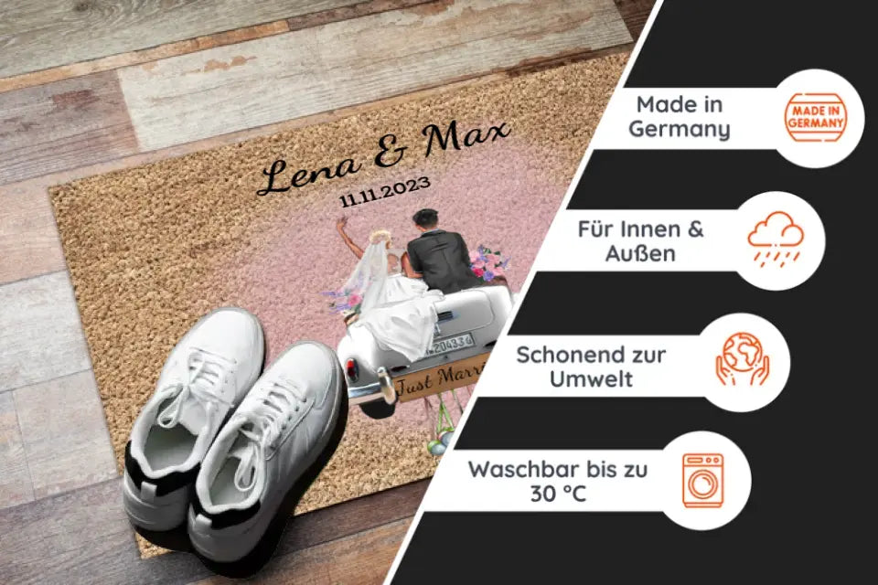 Just Married - Personalisierte Fußmatte zur Hochzeit