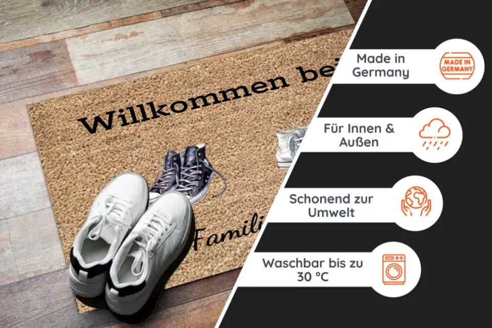 Willkommen bei - Personalisierte Familien Fußmatte mit Sneaker/Chucks mit 2-4 Personen