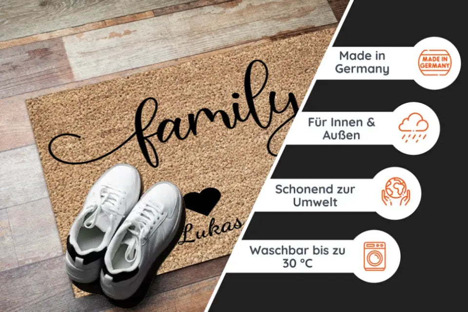 Personalisierte Fußmatte - Willkommen in unserer Familie 