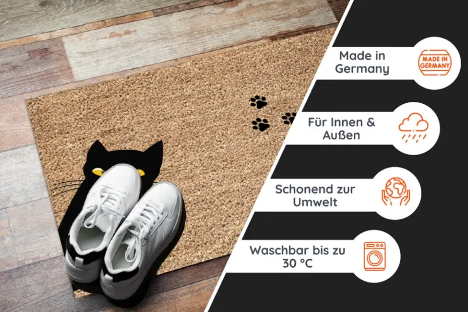 Lustige Fußmatte mit Design - "Schwarze Katze"