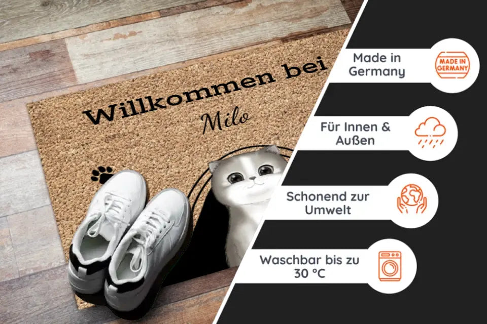 Personalisierte Fußmatte mit Haustier- Hund/Katze - Bis zu 3 Tiere - M
