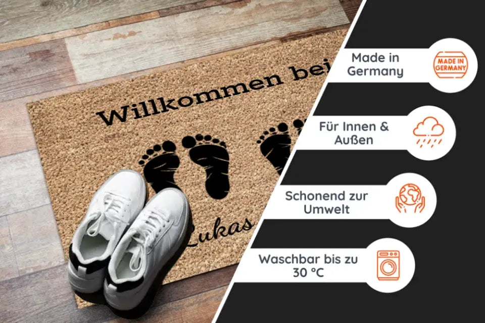 Personalisierte Fußmatte Familie - "Fußabdrücke mit Namen"