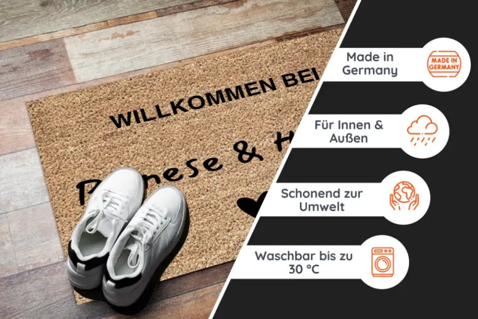 personalisierte Fußmatte mit Namen - Fußmatte für Paare