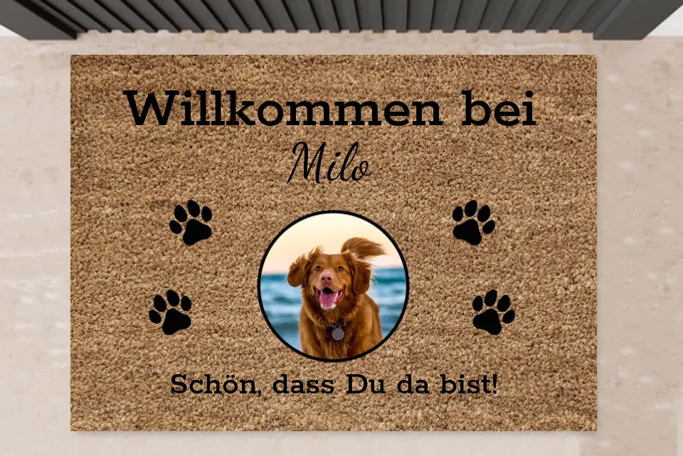 Personalisierte Fußmatte mit Tier - Eigenes Foto - Bis zu 3 Tiere