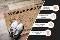 Thumbnail for Willkommen Bei - Personalisierte Fußmatte Familie - Strichmännchen