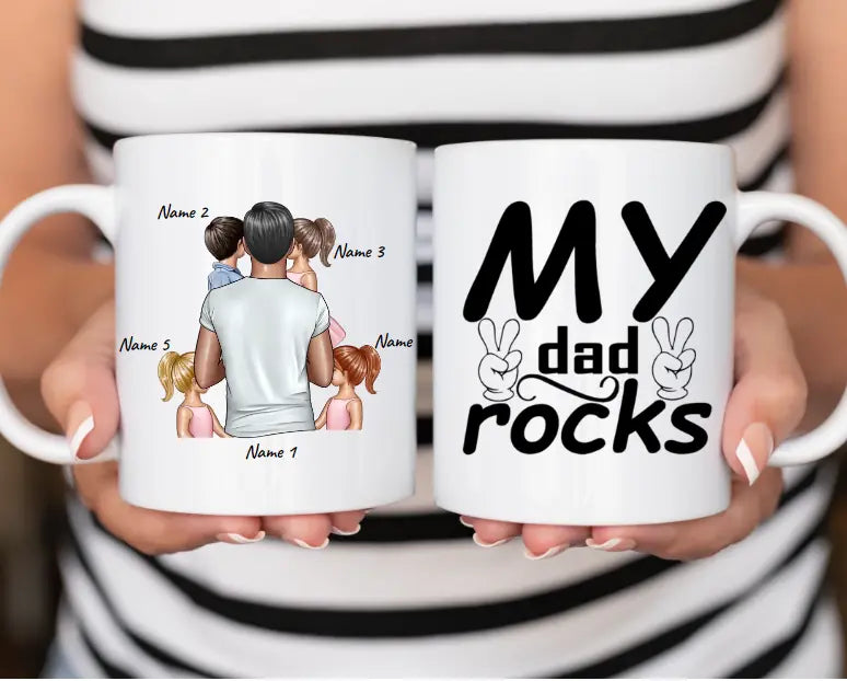 Papa Mit Kindern Personalisierte Tasse (1-4) Kindern