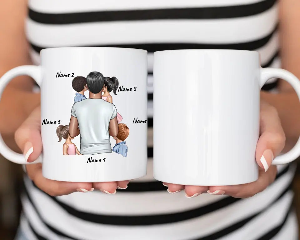Papa Mit Kindern Personalisierte Tasse (1-4) Kindern