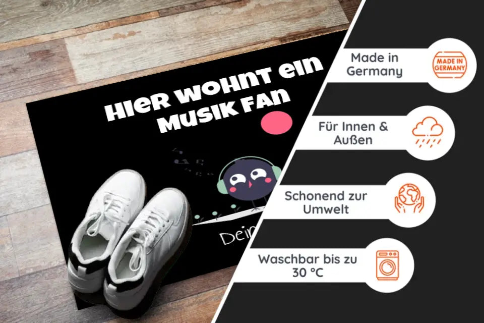 Fußmatte mit Spruch - Hier wohn ein Musik Fan
