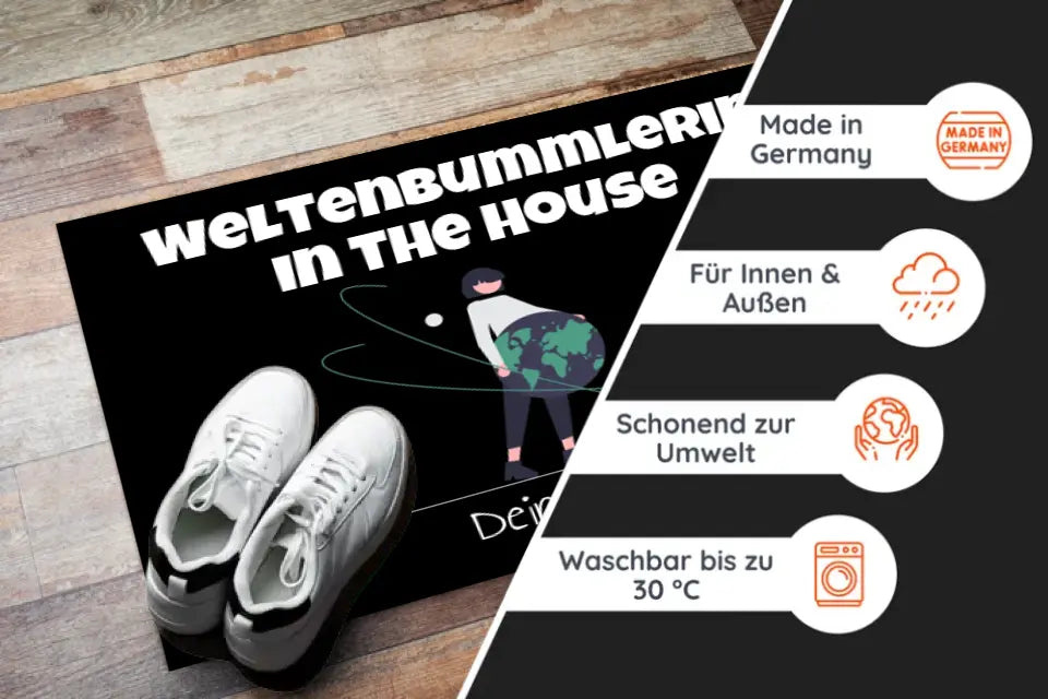 Fußmatte mit Spruch - Weltenbummler in the house