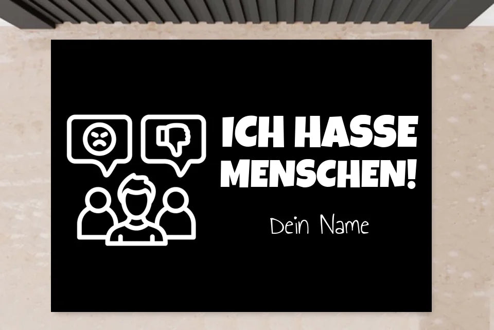 Personalisierte Fußmatte - Ich hasse Menschen "Emoji" - Lustige Fußmatte