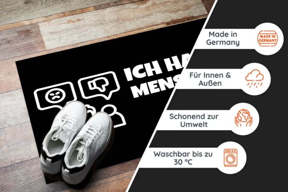 Personalisierte Fußmatte - Ich hasse Menschen "Emoji" - Lustige Fußmatte