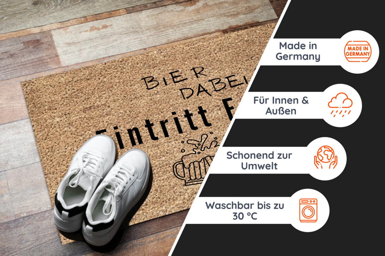 Fußmatte mit Spruch "Bier Dabei? Eintritt Frei"